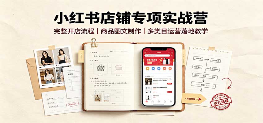 小红书店铺专项实战营:完整开店流程,商品图文制作,多类目运营落地教学-项目资源网