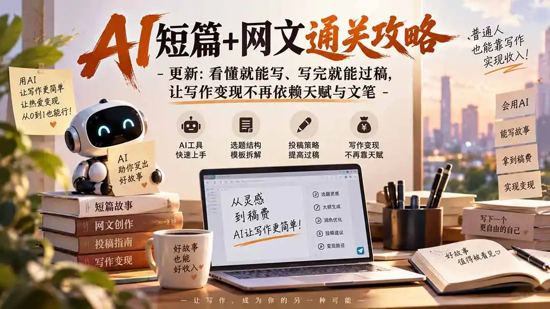 AI短篇+网文通关攻略-更新1009：看懂就能写、写完就能过稿，让写作变现不再依赖天赋与文笔-项目资源网