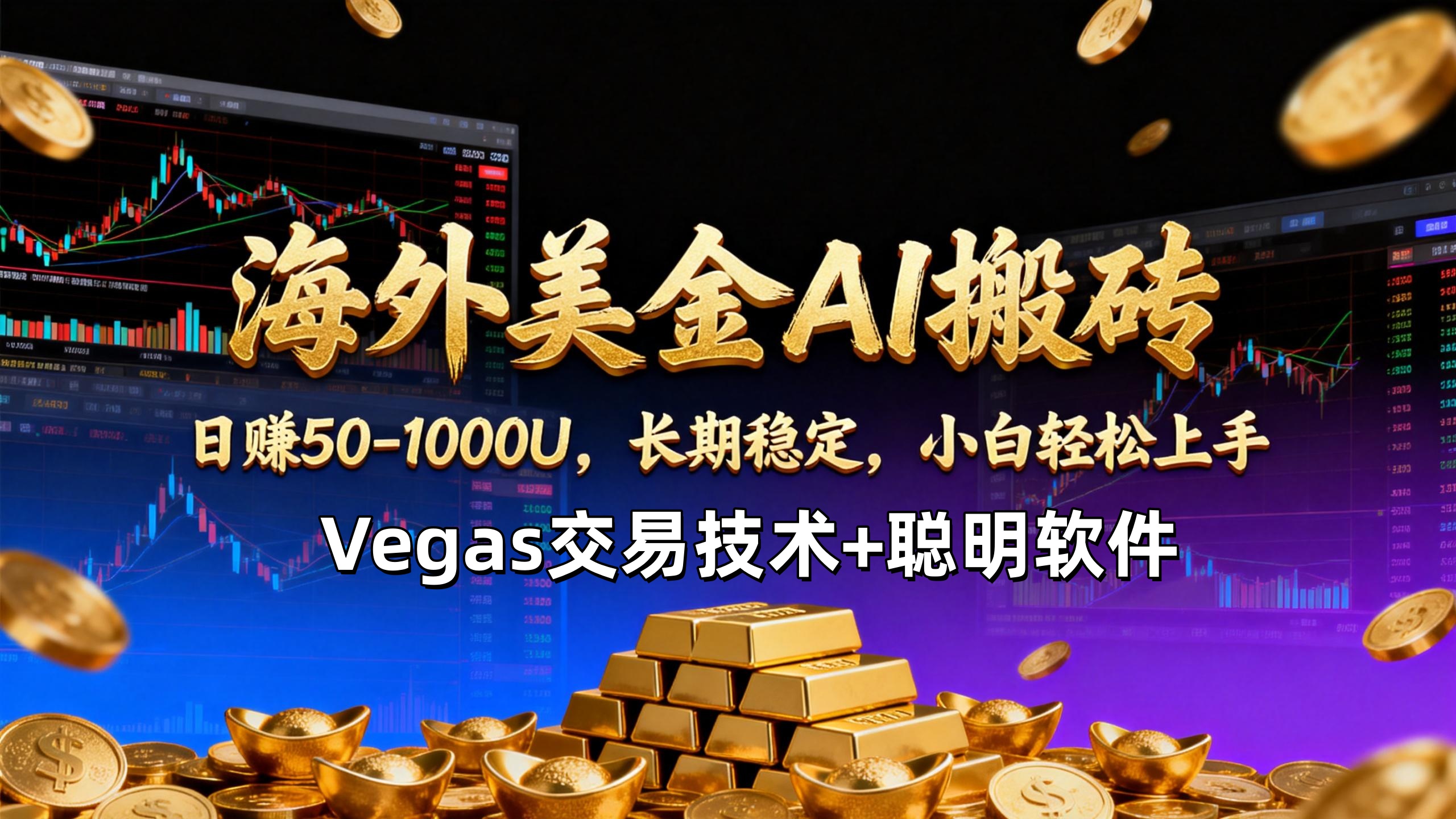 【海外美金AI搬砖】Vegas交易技术+聪明软件，日赚50-1000U，长期稳定，小白轻松上手。-项目资源网