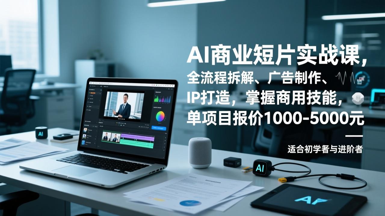 AI商业短片实战课，全流程拆解、广告制作、IP打造，掌握商用技能，单项目报价1000-5000元-项目资源网