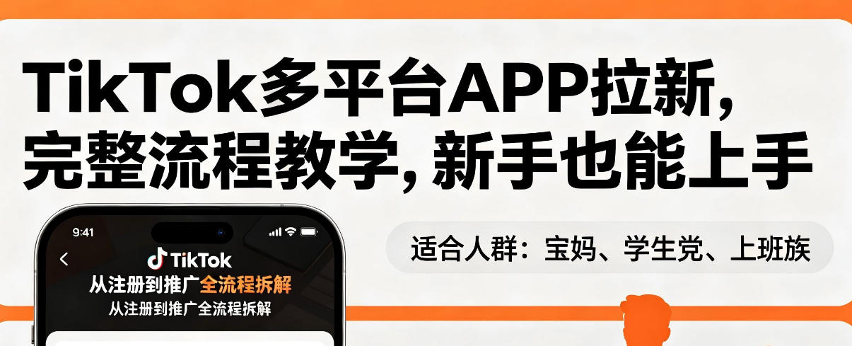 TikTok多平台APP拉新，完整流程教学，新手也能上手，轻松出海搞美金-项目资源网