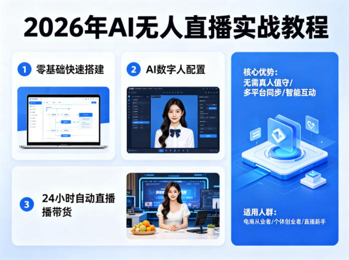 2026年AI无人直播实战教程，零基础也能快速搭建AI数字人无人直播间，实现24小时自动直播带货-项目资源网