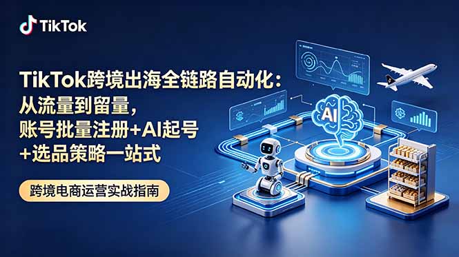 TikTok跨境出海全链路自动化：从流量到留量，账号批量注册+AI起号+选品策略一站式-项目资源网