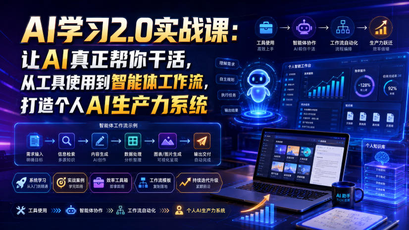 AI学习2.0实战课：让AI真正帮你干活，从工具使用到智能体工作流，打造个人AI生产力系统-项目资源网