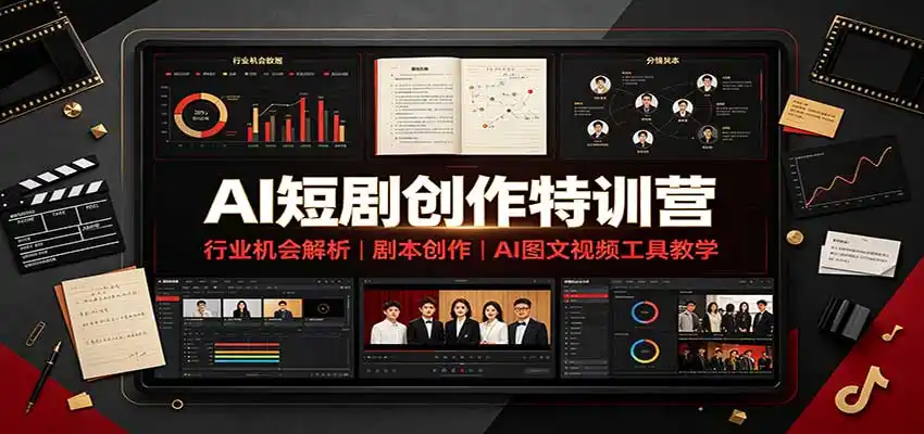 AI短剧创作特训营：行业机会解析，剧本创作，AI图文视频工具教学(文字版)-项目资源网