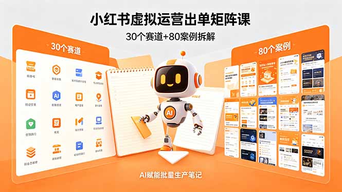 小红书虚拟运营出单矩阵课:30个赛道+80案例拆解,AI赋能批量生产笔记-项目资源网