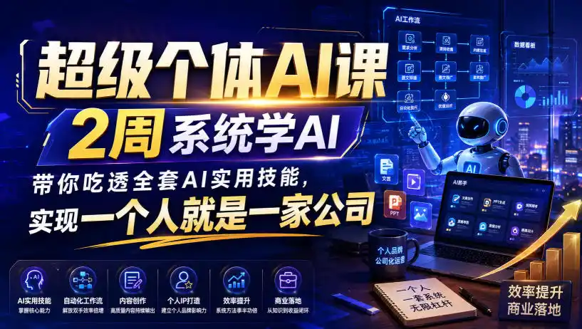 超级个体AI课，2周系统学AI，带你吃透全套AI实用技能，实现一个人就是一家公司-项目资源网