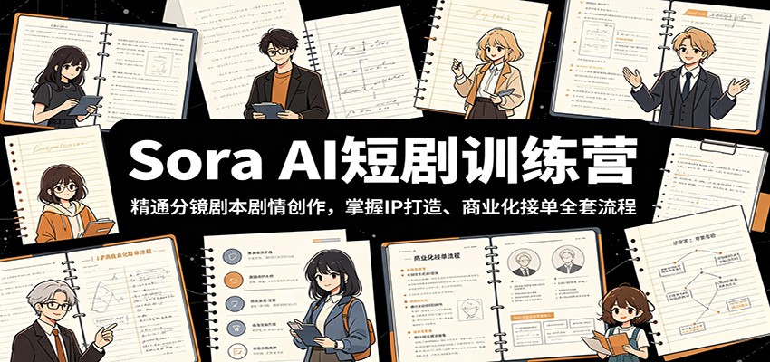 Sora AI短剧训练营：精通分镜剧本剧情创作，掌握IP打造、商业化接单全套流程-项目资源网