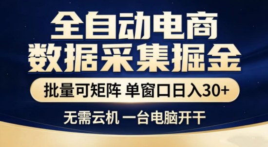 独家电商数据全自动采集项目，批量可矩阵，单窗口轻松日入3张+【揭秘】-项目资源网