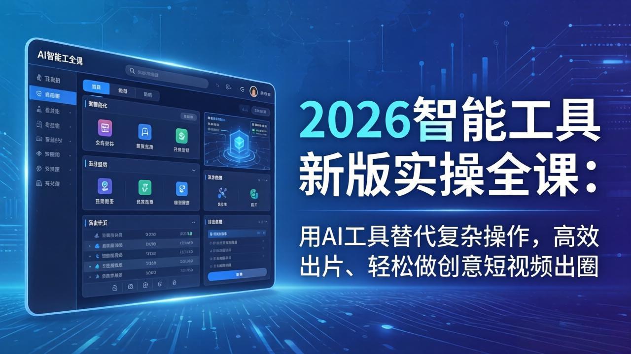 2026智能工具新版实操全课：用AI工具替代复杂操作，高效出片、轻松做创意短视频出圈-项目资源网
