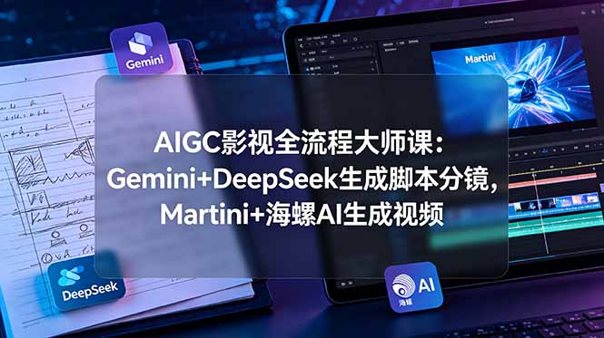 AIGC影视全流程大师课：Gemini+DeepSeek生成脚本分镜，Martini+海螺AI生成视频-项目资源网