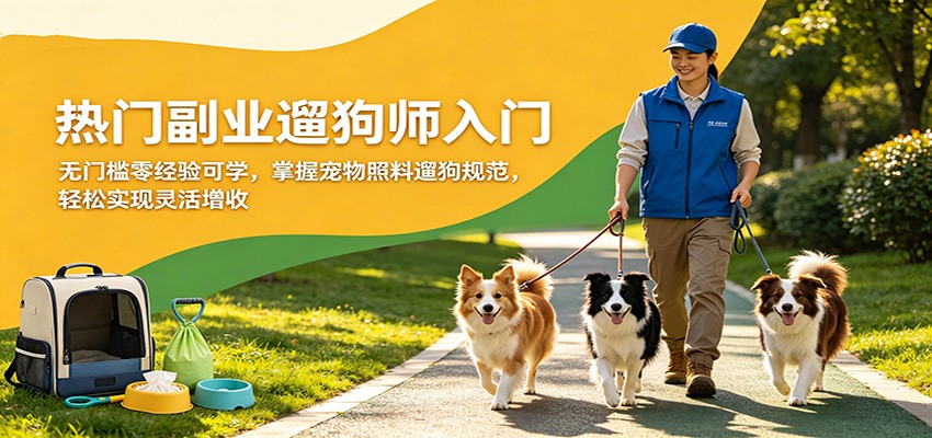 热门副业遛狗师入门，无门槛零经验可学，掌握宠物照料遛狗规范，轻松实现灵活增收-项目资源网