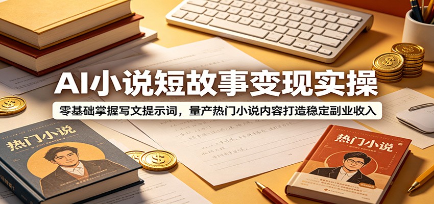 AI小说短故事变现实操：零基础掌握写文提示词，量产热门小说内容打造稳定副业收入-项目资源网