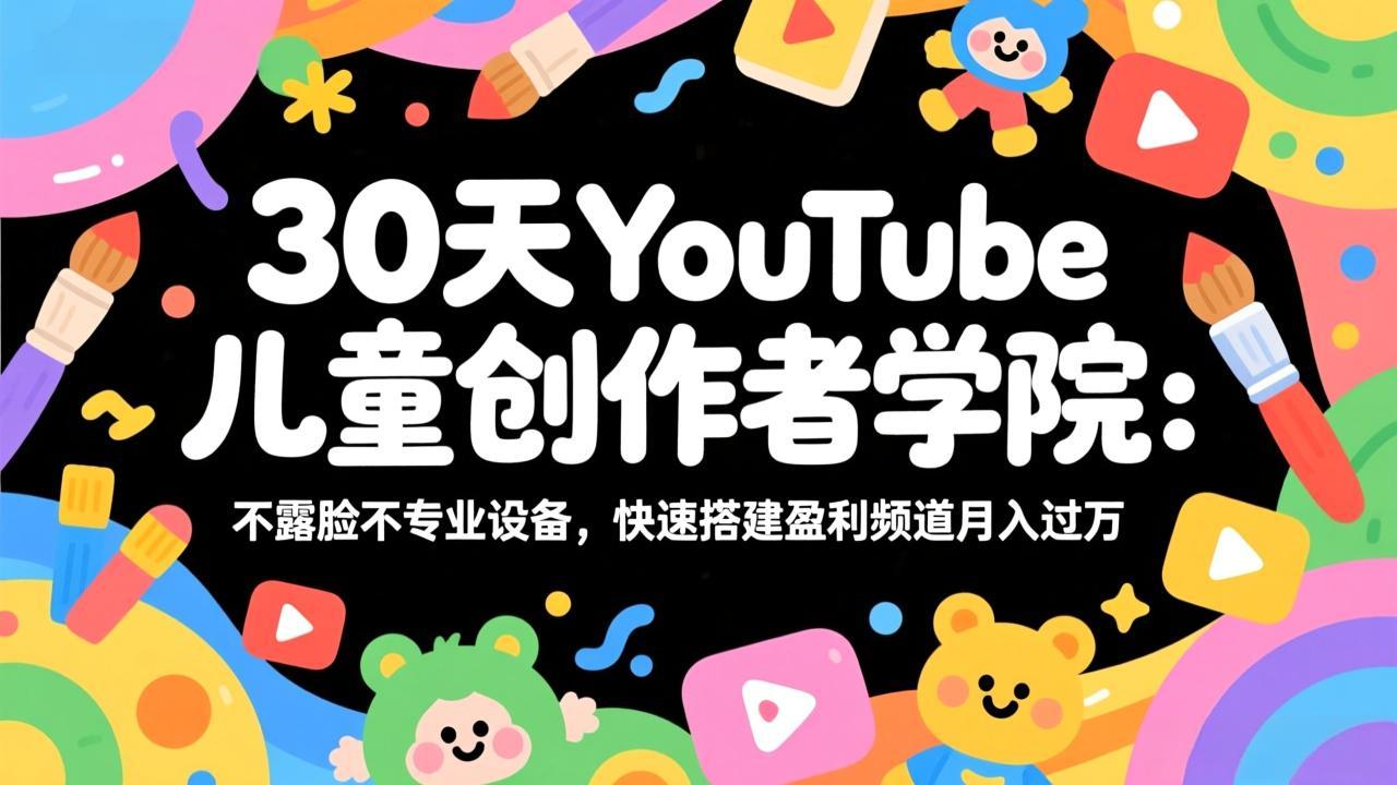 30天YouTube儿童创作者学院：不露脸不专业设备，快速搭建盈利频道月入过万-项目资源网