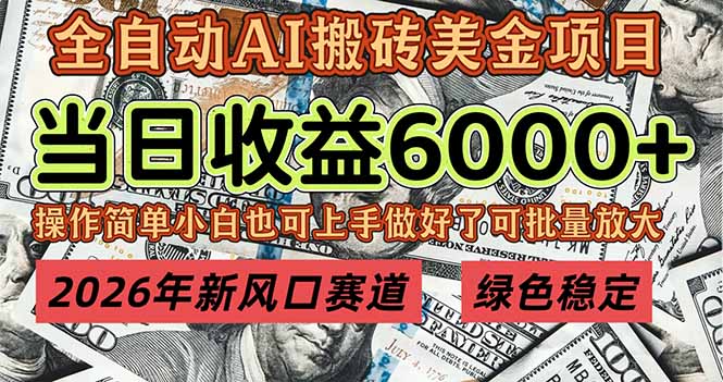 2026年新风口赛道，当日6000+以上，可批量放大，月收入20万+，长期绿色稳定的项目-项目资源网