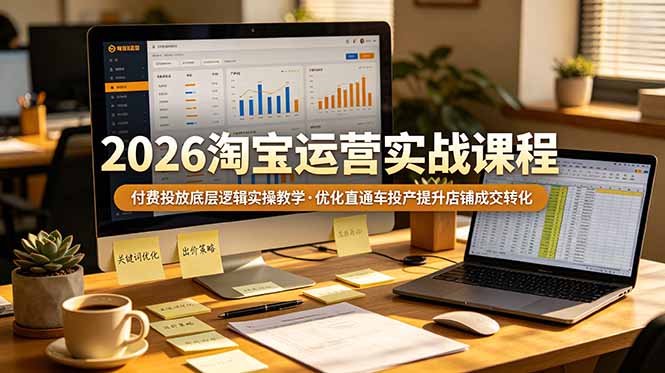 2026 淘宝运营实战课程，付费投放底层逻辑实操教学，优化直通车投产提升店铺成交转化-项目资源网
