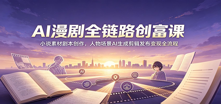AI漫剧全链路创富课：小说素材剧本创作，人物场景AI生成剪辑发布变现全流程-项目资源网