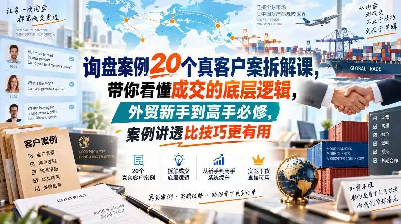 询盘案例20个真客户案拆解课，带你看懂成交的底层逻辑，外贸新手到高手必修，案例讲透比技巧更有用-项目资源网