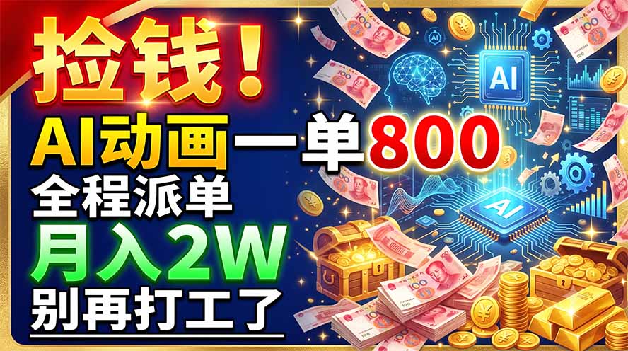 捡钱！AI动画一单800，全程派单，月入2W，别再打工了-项目资源网