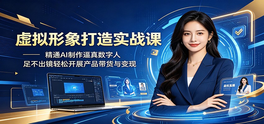 虚拟形象打造实战课:精通AI制作逼真数字人,足不出镜轻松开展产品带货与变现-项目资源网