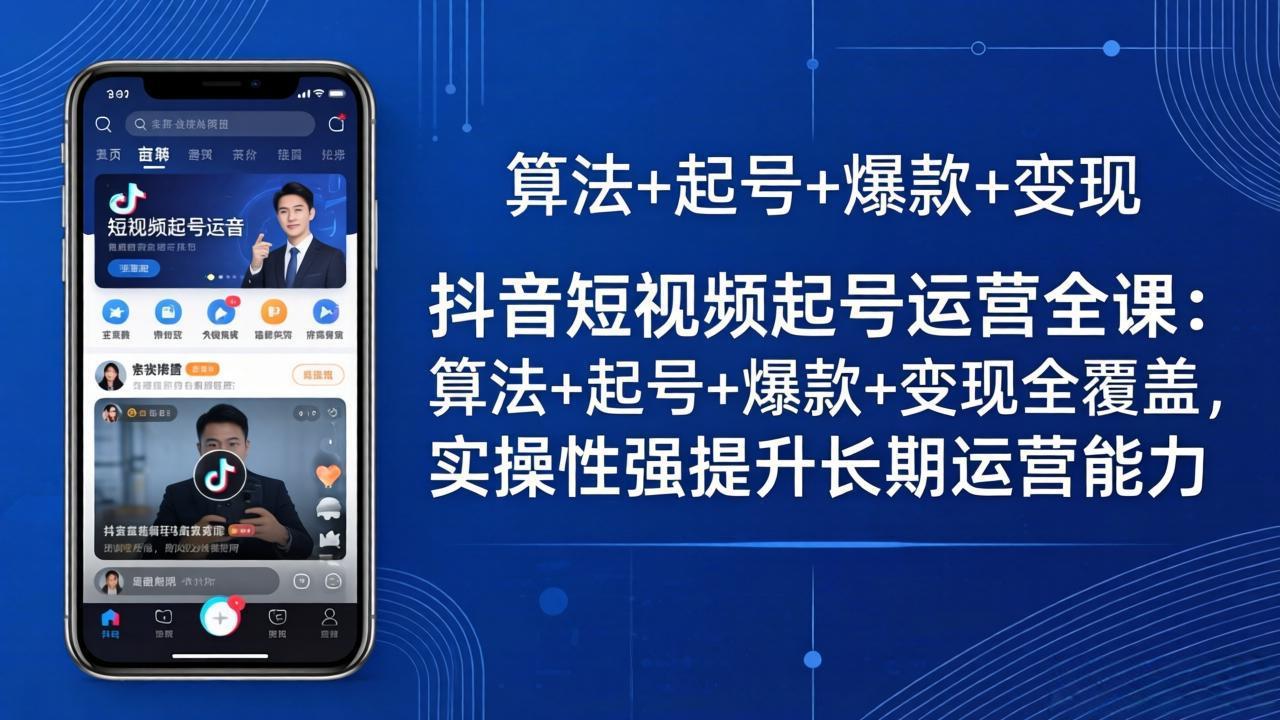 抖音短视频起号运营全课：算法+起号+爆款+变现全覆盖，实操性强提升长期运营能力-项目资源网