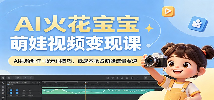 AI火花宝宝萌娃视频变现课：AI视频制作+提示词技巧，低成本抢占萌娃流量赛道-项目资源网