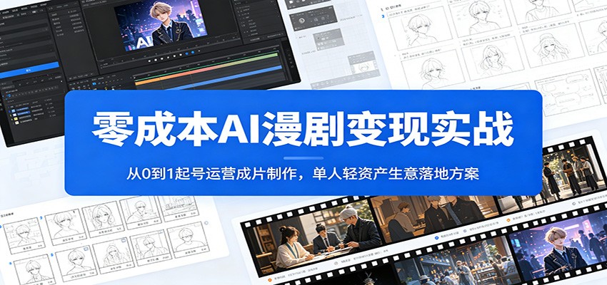 零成本AI漫剧变现实战：从0到1起号运营成片制作，单人轻资产生意落地方案-项目资源网