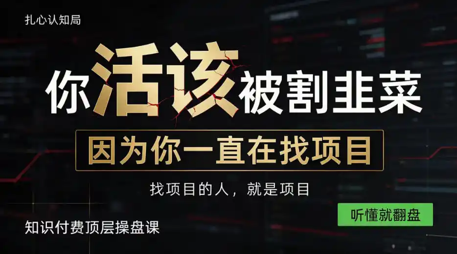 做项目不如卖项目,做知识付费自己当老板,知识付费顶层操盘课,听懂就翻盘【揭秘】-项目资源网