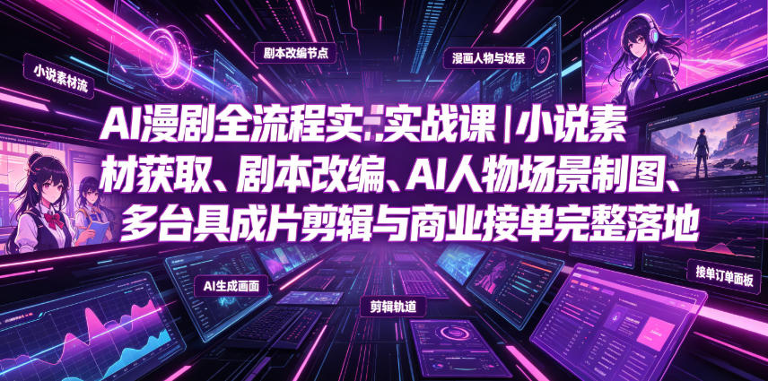 AI漫剧全流程实战课｜小说素材获取、剧本改编、AI人物场景制图、多工具成片剪辑、平台付费变现与商业接单完整落地-项目资源网