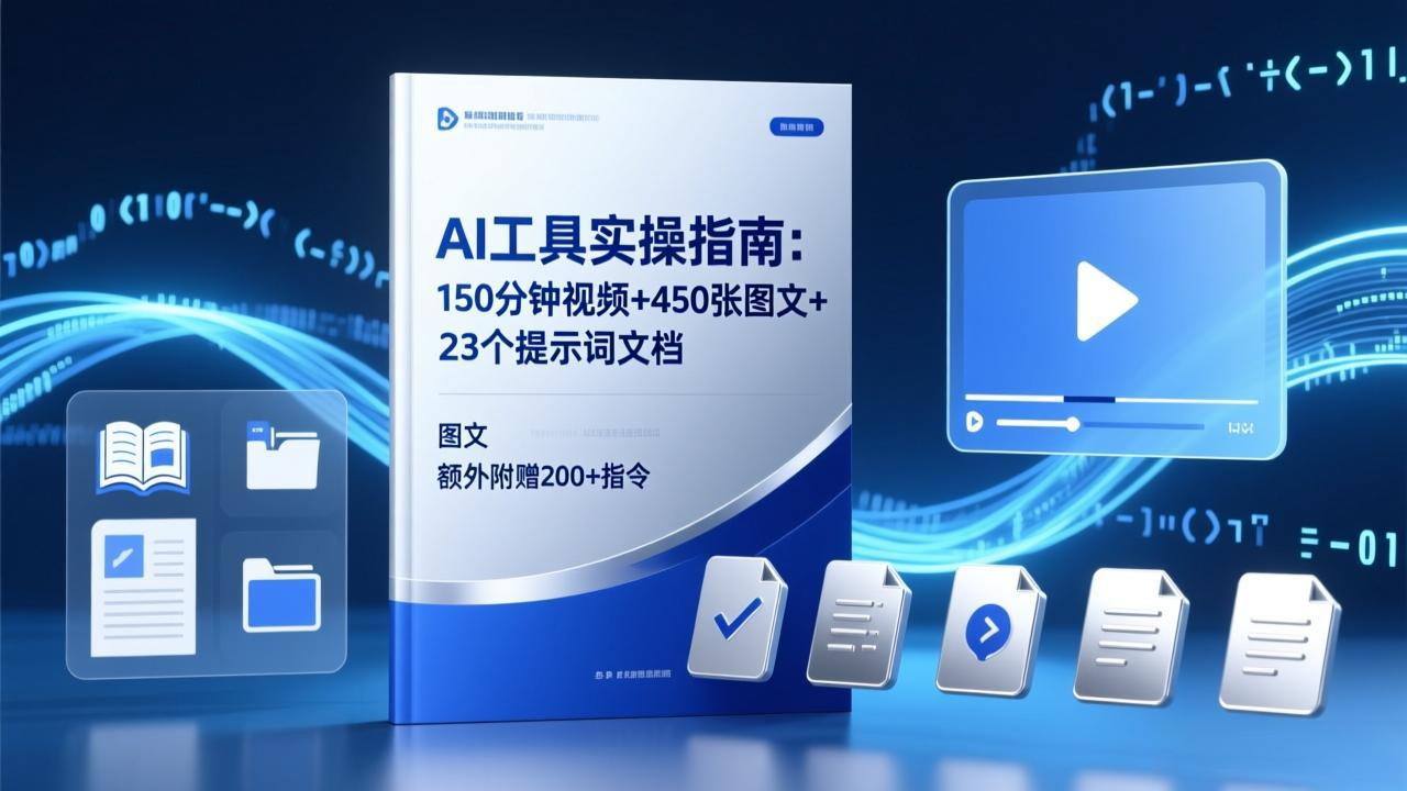 AI工具实操指南：150分钟视频+450张图文+23个提示词文档，额外附赠200+指令-项目资源网