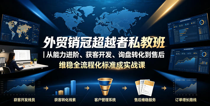 外贸销冠超越者私教班|从能力进阶、获客开发、询盘转化到售后维稳全流程标准化成交实战课