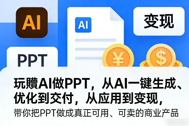 玩賺AI做PPT，从AI一键生成、优化到交付，从应用到变现，带你把PPT做成真正可用、可卖的商业产品(更新0421)-项目资源网