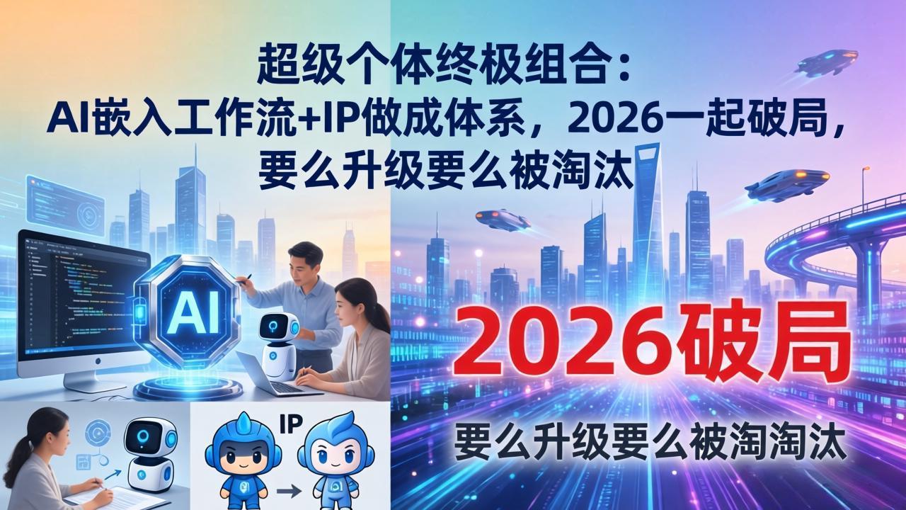 超级个体终极组合：AI嵌入工作流+IP做成体系，2026一起破局，要么升级要么被淘汰-项目资源网