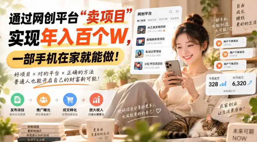 靠卖网创项目变现,一年拿下百万收益!一台手机就能操作!-项目资源网