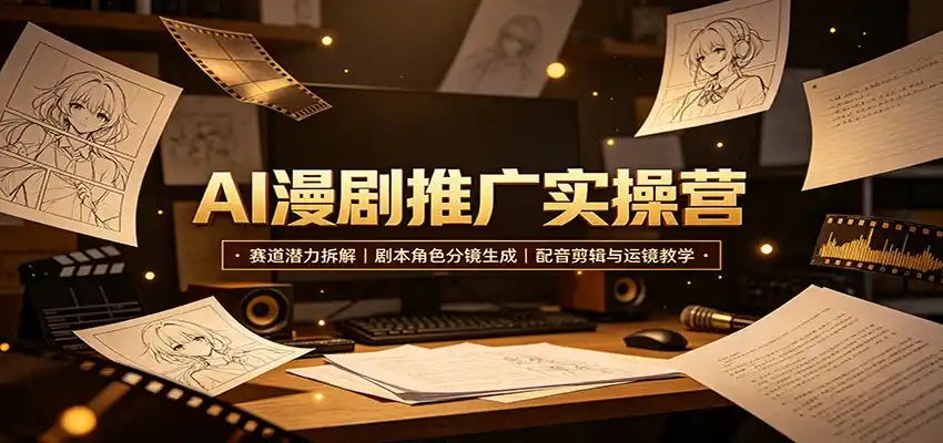 AI漫剧推广实操营:赛道潜力拆解,剧本角色分镜生成,配音剪辑与运镜教学-项目资源网