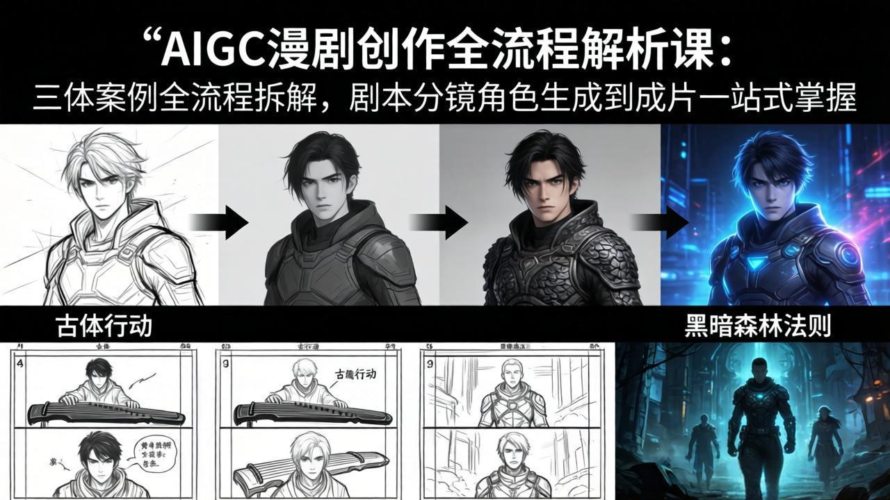 AIGC漫剧创作全流程解析课：三体案例全流程拆解，剧本分镜角色生成到成片一站式掌握-项目资源网