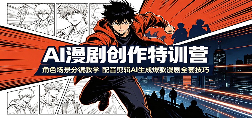 AI漫剧创作特训营：角色场景分镜教学，配音剪辑AI生成爆款漫剧全套技巧-项目资源网