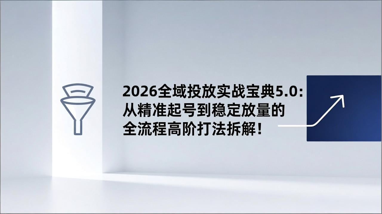 2026全域投放实战宝典5.0：从精准起号到稳定放量的全流程高阶打法拆解！-项目资源网