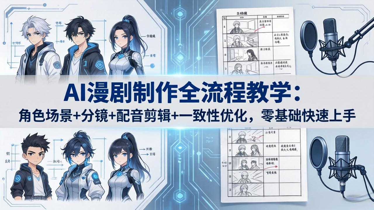 AI漫剧制作全流程教学：角色场景+分镜+配音剪辑+一致性优化，零基础快速上手-项目资源网