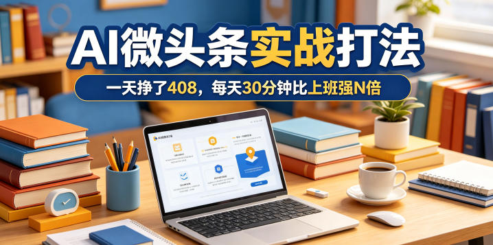 一天挣了408,AI微头条实战打法,每天30分钟比上班强N倍-项目资源网