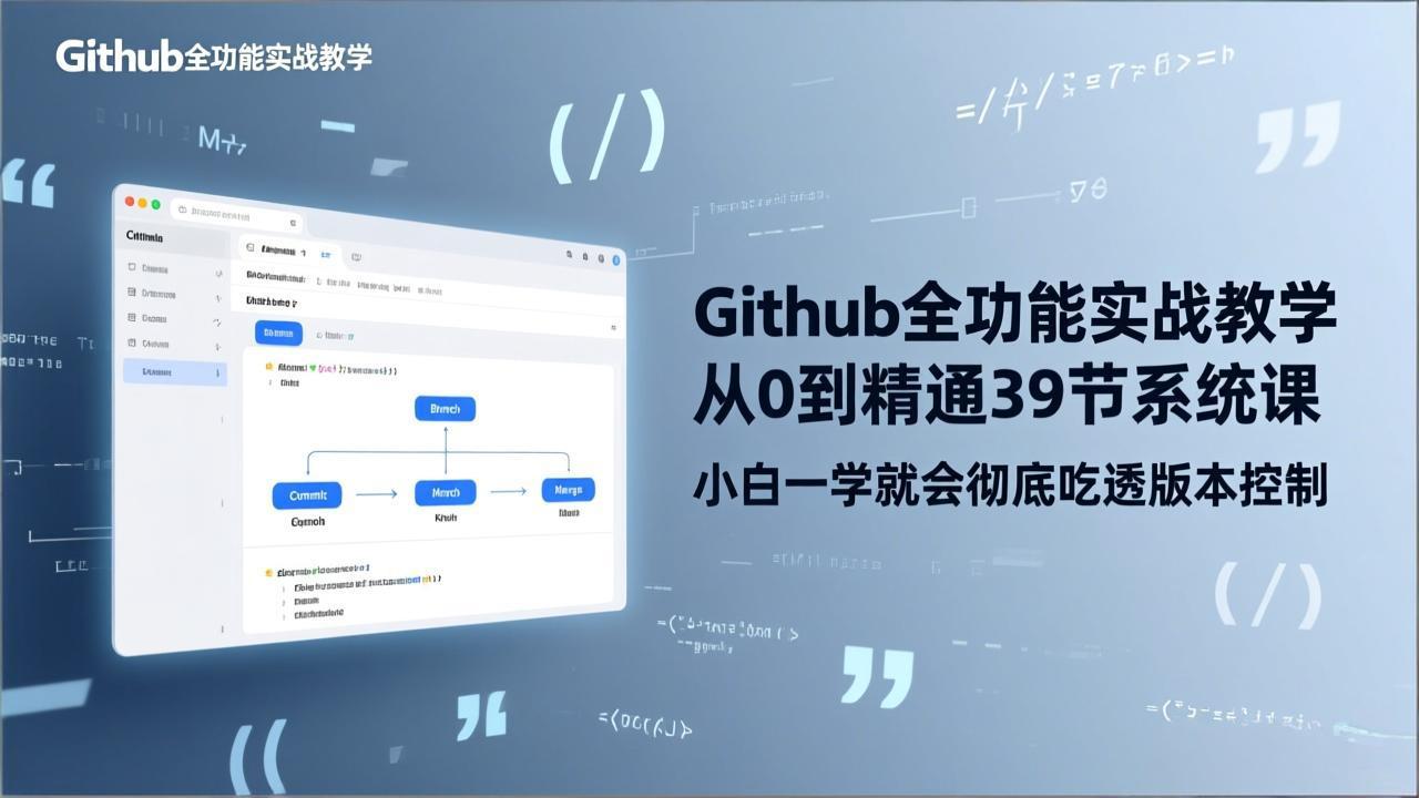 GitHub-全功能实战教学，从0到精通39节系统课，小白一学就会彻底吃透版本控制-项目资源网