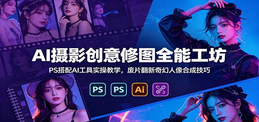 AI摄影创意修图全能工坊：PS搭配AI工具实操教学，废片翻新奇幻人像合成技巧-项目资源网