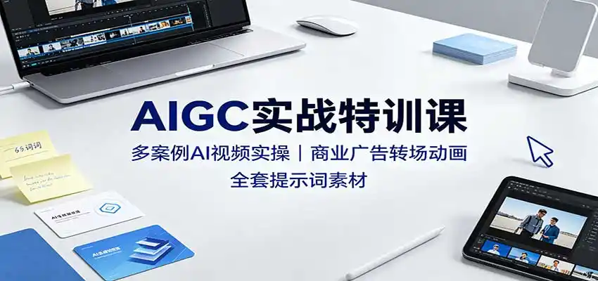 AIGC实战特训课：多案例AI视频实操，商业广告转场动画，全套提示词素材-项目资源网