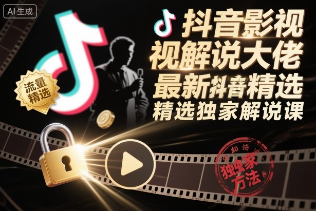 抖音影视解说大佬最新抖音进精选和独家方法,精选独家解说课(更新26年3月)-项目资源网