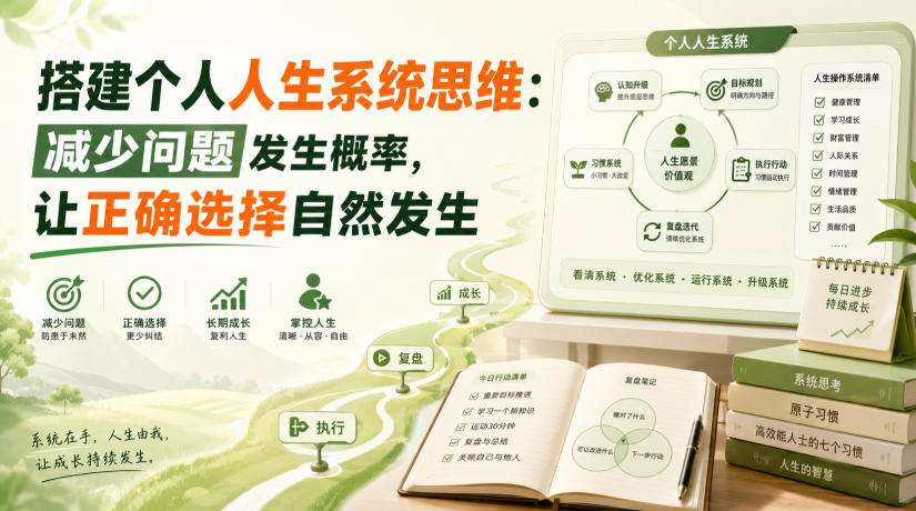 付费文章:搭建个人人生系统思维:减少问题发生概率,让正确选择自然发生 付费文章:搭建个人人生系统思维:减少问题发生概率,让正确选择自然发生