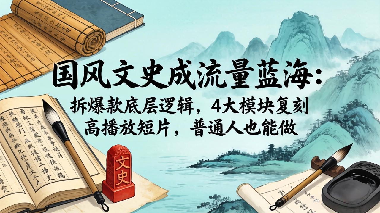 国风文史成流量蓝海:拆爆款底层逻辑,4大模块复刻高播放短片,普通人也能做-项目资源网