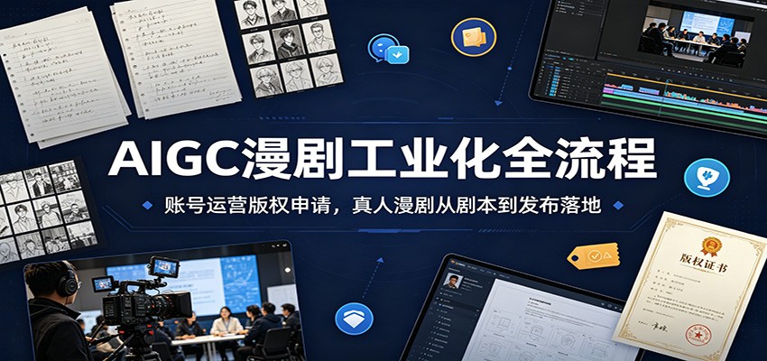 AIGC漫剧工业化全流程:账号运营版权申请,真人漫剧从剧本到发布落地-项目资源网