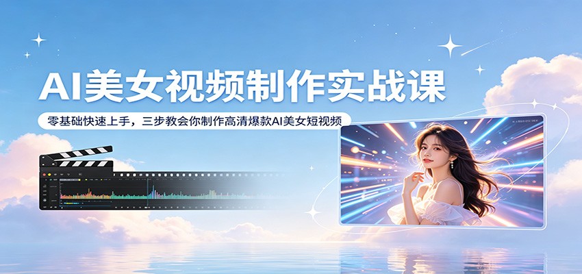 AI美女视频制作实战课：零基础快速上手，三步教会你制作高清爆款AI美女短视频-项目资源网