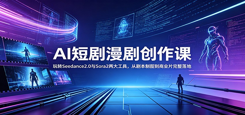 AI短剧漫剧创作课：玩转Seedance2.0与 Sora2两大工具，从剧本制图到商业片完整落地-项目资源网