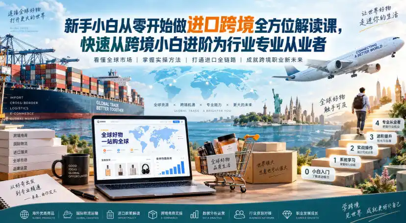 新手小白从零开始做进口跨境全方位解读课，快速从跨境小白进阶为行业专业从业者-项目资源网